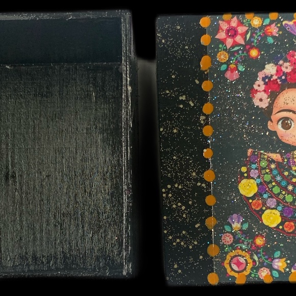 Handcraft wood jewelry box Kid cartoon Frida color box - Picture 2 of 5